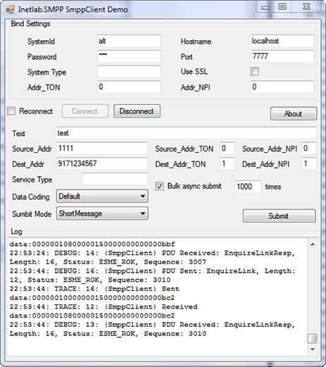 SMPP Client Demo