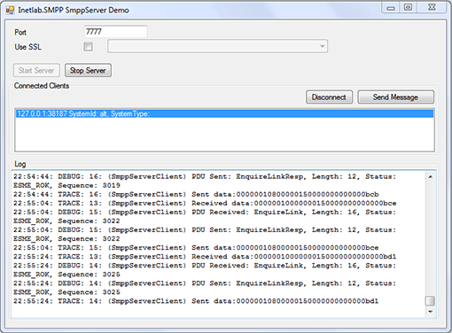 SMPP Server Demo